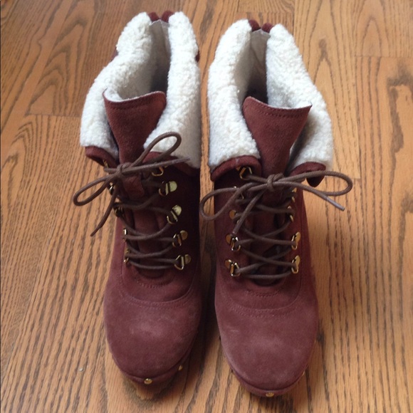 BCBGeneration Brown Suede Platform Lace-up Bootie - Picture 3 of 9